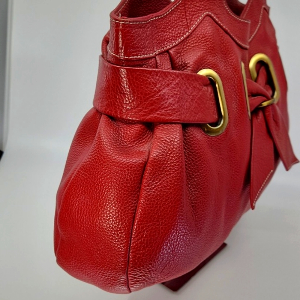 Vera Pelle Red Leather Shoulder Handbag with leather pouch - Picture 2 of 8